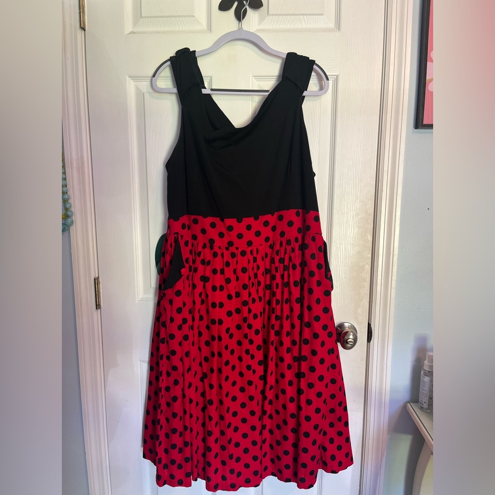 Lindy Bop Retro Pinup Red and Black Polka Dot Swing Dress